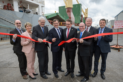 Various government and industry representatives attended the inauguration of the terminal operated by Logistec. Photo credit: Eric Massicotte