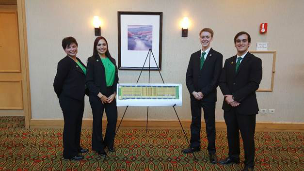 UNT logistics students Mary Catherine Schoals, Laura Catalina Quinones Rios, Dylan Smith and Jacob Koren defeated the two-time defending champions to clinch the top prize at the 2016 Operation Stimulus Case Competition. Photo courtesy of UNT.
