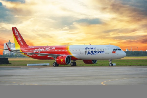 Vietjet's first A321neo aircraft in Southeast Asia at Tan Son Nhat International Airport