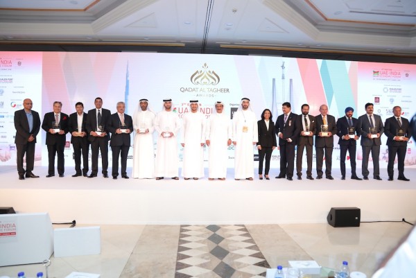 Winners of the Qadat Al Tagheer Awards 2017, including Adel Al Wahedi, CFO AD Ports copy