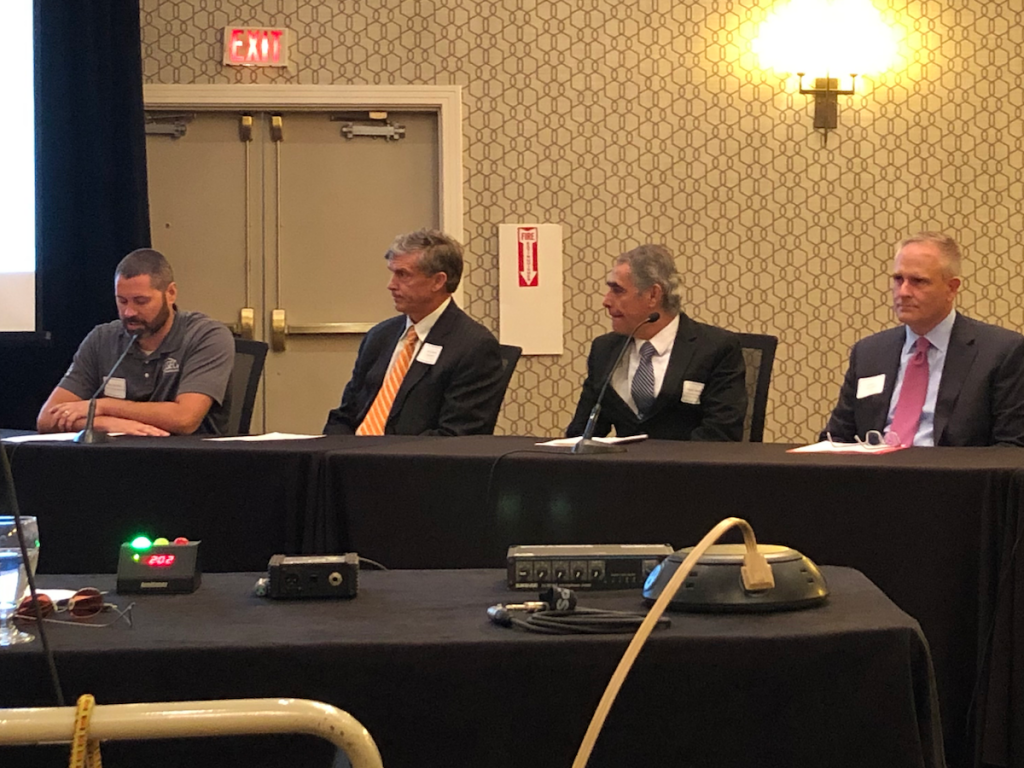 Photo: (left to right) ASA Director Matt Stutzman; Jerry Steiner, CoverCress, Inc.; Farzad Taheripour, Dept. of Agricultural Economics, Purdue University; and James D. Carstensen, DuPont testify at an EPA hearing in Michigan this week.
