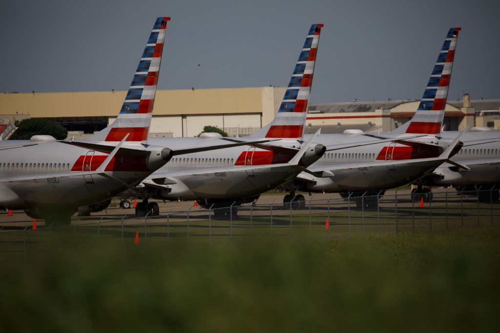 Grounded American Airlines Boeing 737 Max jets in Tulsa, Oklahoma. Photographer: Patrick T. Fallon/Bloomberg