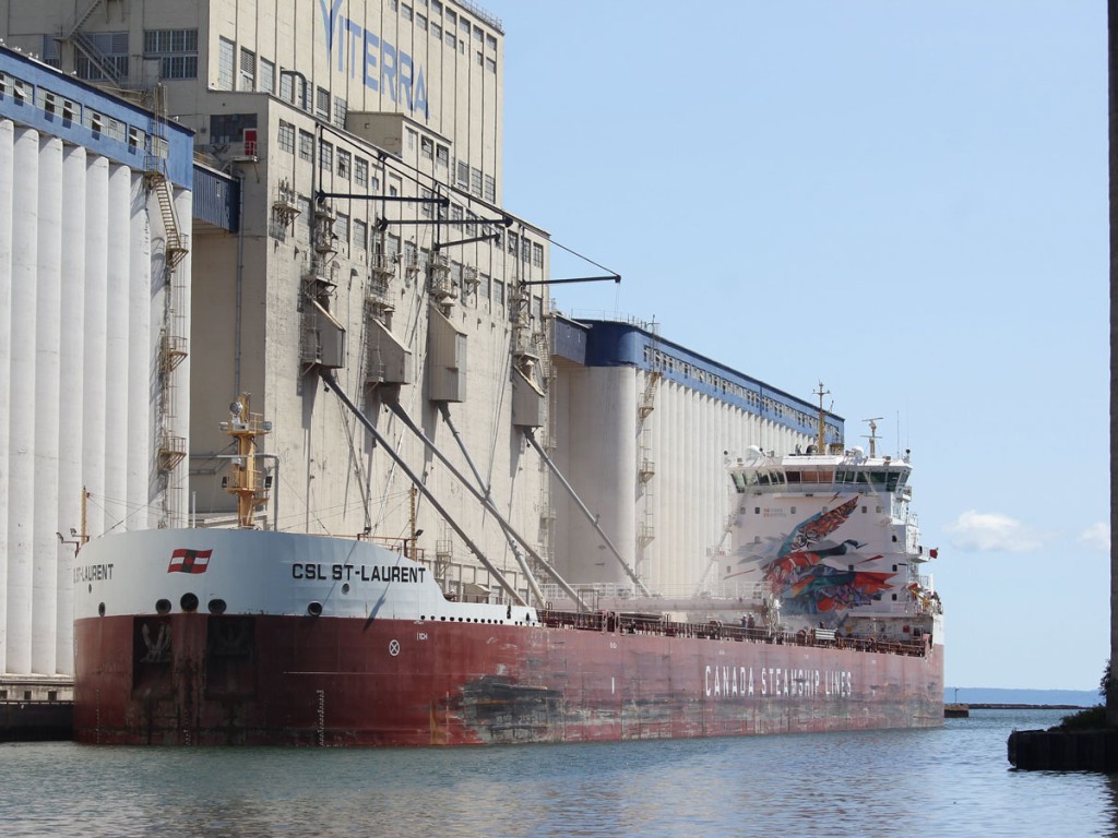 CSL St. Laurent loads grain at the Port of Thunder Bay in June 2021.