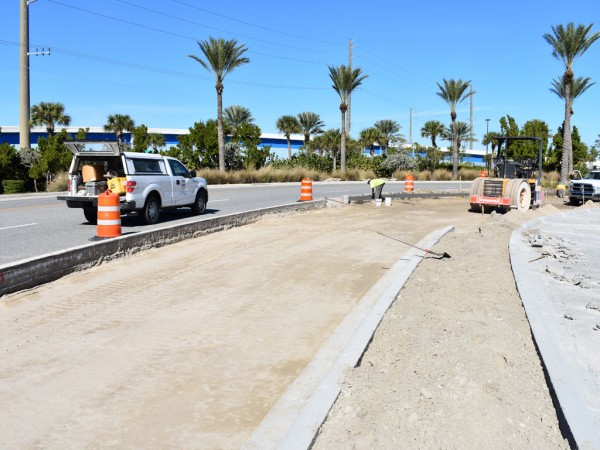 Grading and paving are underway for a new traffic lane approach for Cruise Terminal 8 (Photo: Canaveral Port Authority)