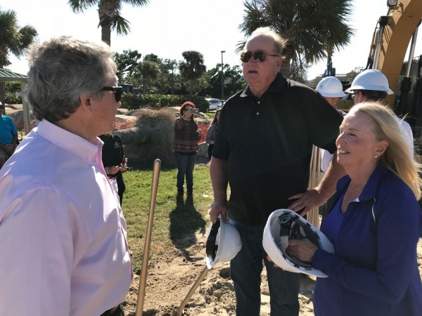 Port Canaveral CEO John Murray with Joe and Karen Wisneski at the ground breaking ceremony for the new Water’s Edge Bait & Tackle and Café to be operated by the Wisneskis