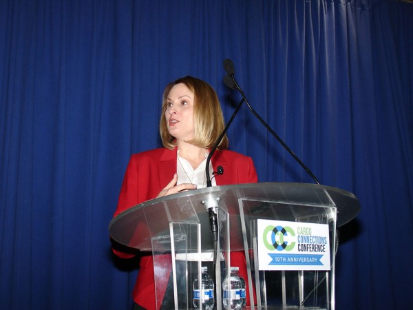 Opening the Cargo Connection Conference, Brandy Christian, president and chief executive officer of the Port of New Orleans, emphasizes the importance of diversity and partnership. (Photo by Paul Scott Abbott, AJOT)