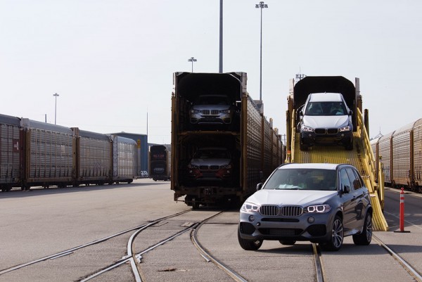 BMW’s unloading from railcars at the Port of Charleston, SC