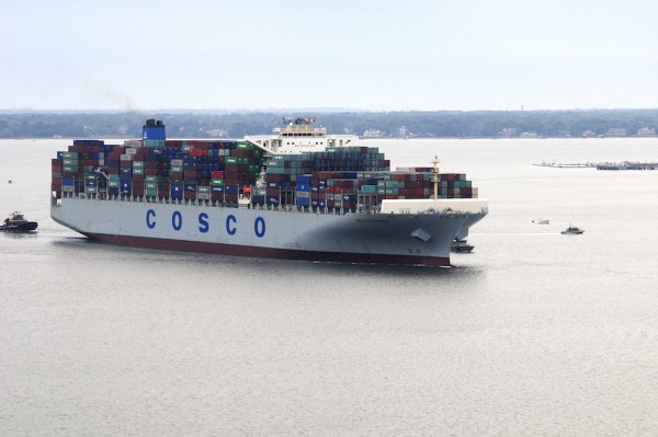 The COSCO Development arrives this morning in the Charleston Harbor, the deepest in the Southeast region and soon to be the deepest on the East Coast.