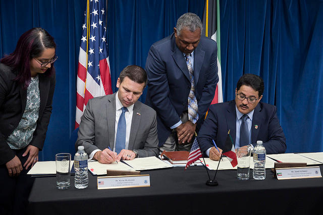 CBP Commissioner and Kuwait General Administration of Customs sign the CMAA.