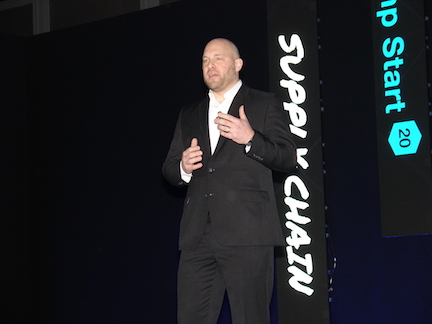 Eric Stone, Johnson & Johnson’s senior manager for domestic sourcing and supplier performance, offers conference chairman remarks at SMC3 Jump Start 2020. (Photo by Paul Scott Abbott, AJOT)