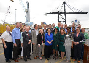 Elected officials joined local business community to celebrate the U.S. Army Corps of Engineers approval for harbor improvements at Port Everglades.