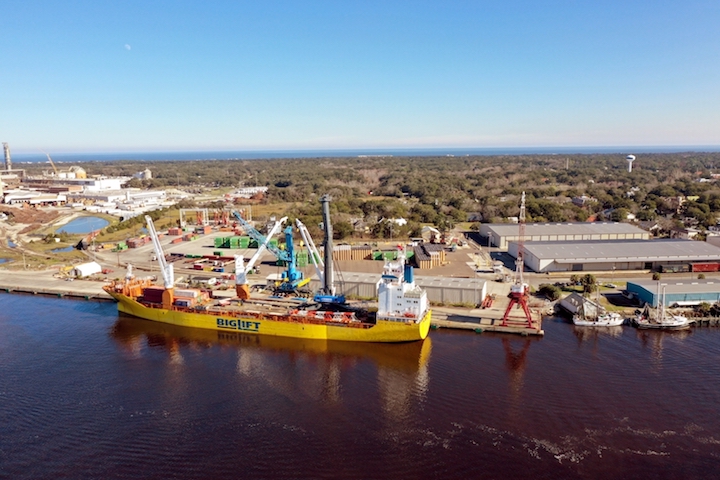 With January arrival of a Liebherr mobile harbor crane, Northeast Florida’s Port of Fernandina is positioning for further cargo gains.