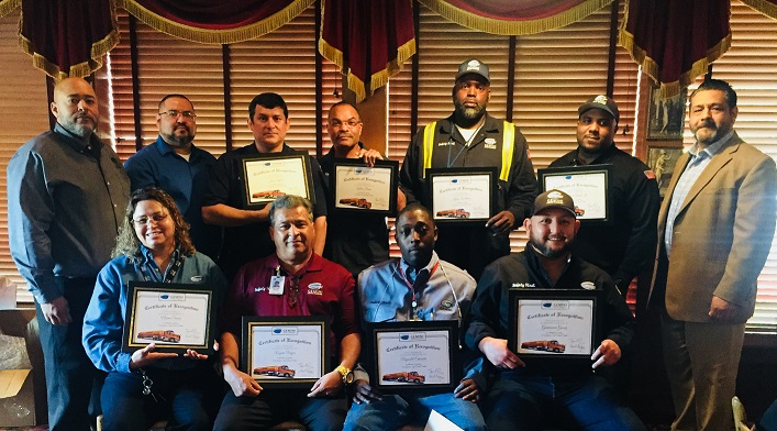 A group of Houston-based Gemini Motor Transport drivers are recognized for five years of safe driving. 