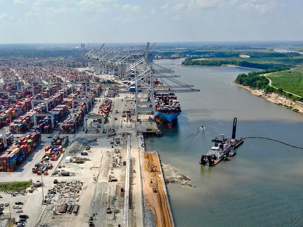 The Port of Savannah handled more than 519,000 twenty-foot equivalent container units in May, a record. Georgia Ports Authority is expanding Berth 1 (50 percent complete) and yard capacity in Savannah to accommodate the growing container trade.