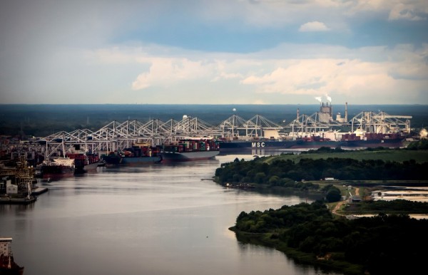 The Port of Savannah will add ten new Konecranes ship-to-shore cranes by 2020, for a total of 36. Photo courtesy of the GPA, Stephen B. Morton.