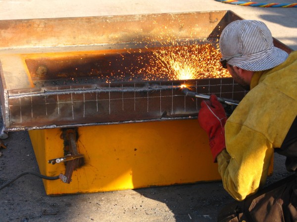 Certified diver/welders adapting a mobdock to fit the hull of the roro vessel in Miami Beach.
