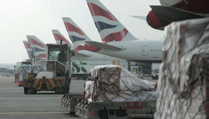 Cargo being loaded onto an IAG cargo plane