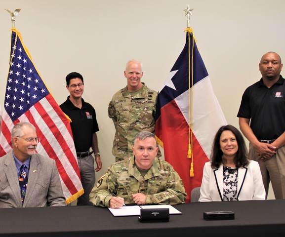  Port Freeport Chairman Shane Pirtle; Col. Timothy R. Vail, Galveston District Commander; Phyllis Saathoff, Executive Director/CEO Port Freeport; Dr. Edmond J. Russo, Deputy District Engineer, Programs and Project Manager, Galveston District; Bryon Williams, Chief Project Management, Galveston District