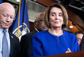 Speaker Nancy Pelosi and Representative Peter DeFazio, chairman of the House Transportation and Infrastructure Committee