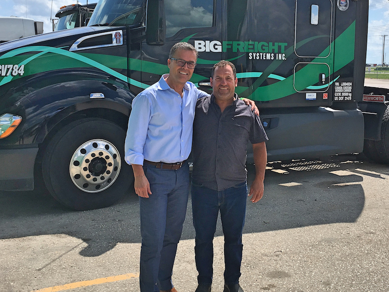 Gary Coleman, president of Big Freight Systems, and Jim Clunie, president of Kelsey Trail Trucking, believe the merger of their second-generation trucking companies is a great match because of their companies’ shared long family history and success in trucking.