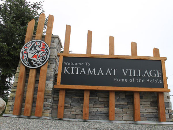 The Welcome sign entering Kitamaat