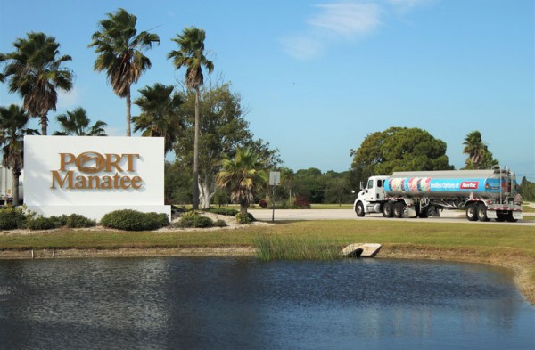 One of dozens of tanker trucks per day enters Port Manatee to load fuel to supply RaceTrac Petroleum Inc. locations throughout Southwest Florida.