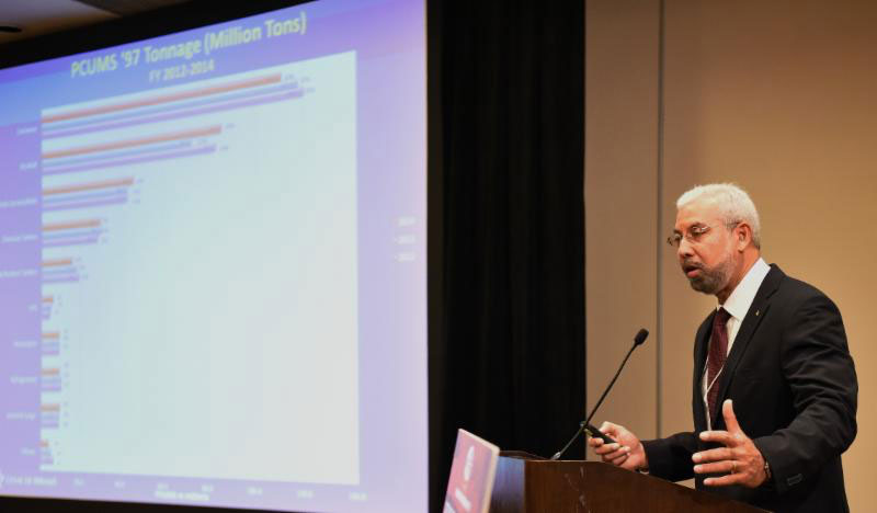 Manuel Benítez, Deputy Administrator, Panama Canal Authority, provides an update on the progress of the Panama Canal expansion to attendees at the Containerization & Intermodal Institute's Container Trade Outlook Conference, on November 18, 2015 in Houston, TX. The Port of Houston Authority was the co-sponsor.
