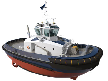 MBB & RAL rendering of new ElectRA 3000-H battery hybrid tugboat design.