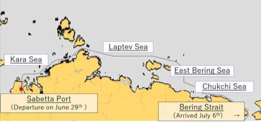Vessel’s track in the Northern Sea Route