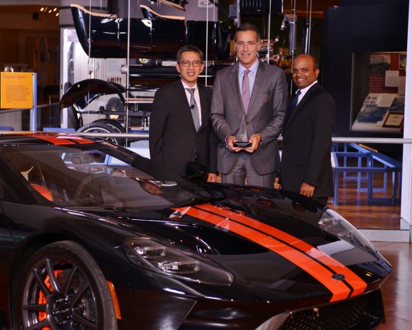 From left: Hau Thai-Tang, group vice president, global purchasing, Ford; Jeff Bullard, senior vice president of operations central region, Penske; and Raj Nair, executive vice president and president, Ford. 