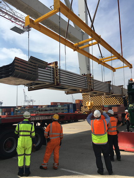 The 19 metre by 3 metre custom designed beam in action