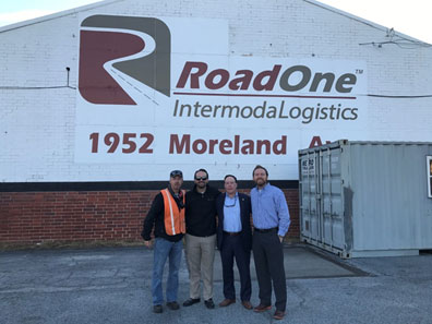 RoadOne Atlanta CY, L-R: Rick Ganas, Terminal Manager; Jared Carruthers, Director of Operations; Ken Kellaway, CEO; Jeremiah Carruthers, VP Southeast region