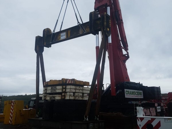 A 450t capacity mobile crane was used at rental firm Cramscene’s Leeds facility to test the beam to 113.6t.