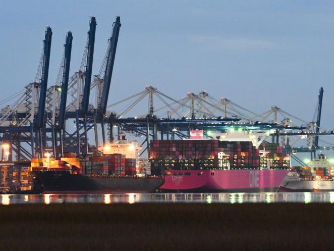 Three ships being worked at Wando Welch Terminal. Photo courtesy: Mike Cassidy