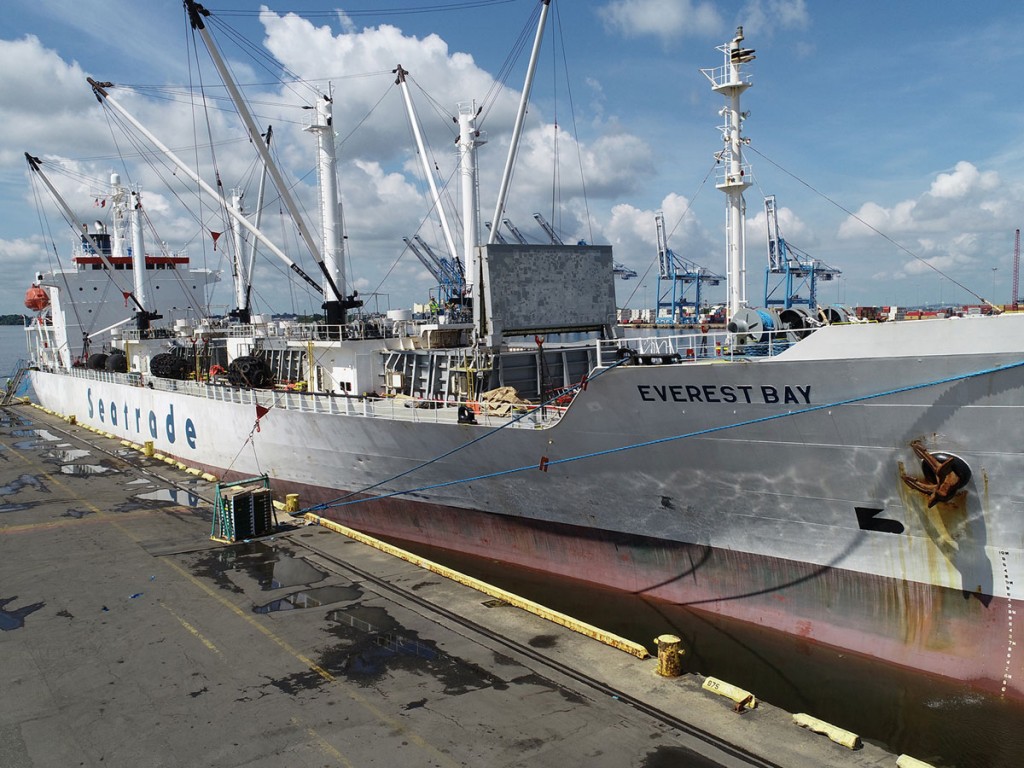 The M/V Everest Bay docks at the Gloucester Marine Terminal in Gloucester City, NJ on Friday, June 19. The vessel unloaded approximately 3,800 pallets of fresh summer citrus from South Africa.
