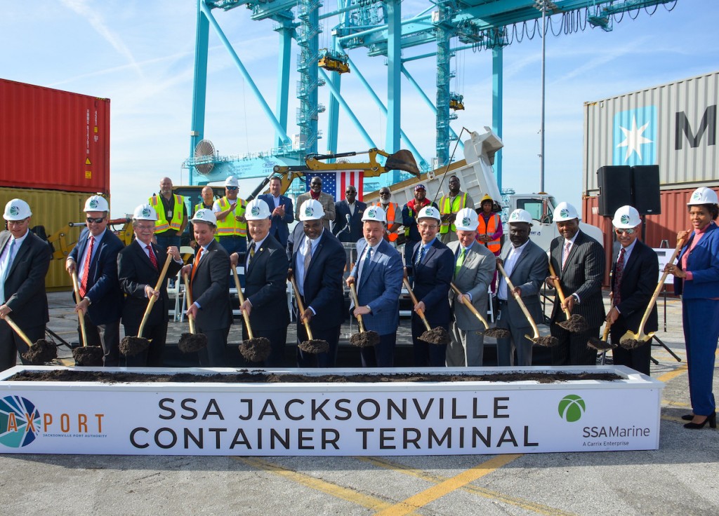 Maritime Administrator Mark Buzby joins representatives from JAXPORT, SSA Marine, and federal, state, and local elected officials for the groundbreaking of the SSA Jacksonville Container Terminal