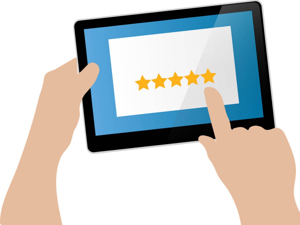 Star reviews on the tablet. One of the ways to show the importance of customer feedback for the moving industry is having moving reviews.