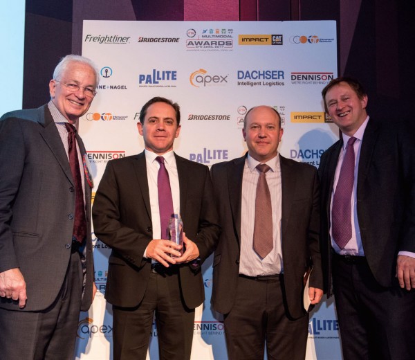 Left to right: David Gower OBE, John Lloyd of Virgin Atlantic Cargo, Patrick Mulhall, MD of award sponsor Pallite, and Robert Jervis of Clarion Events.