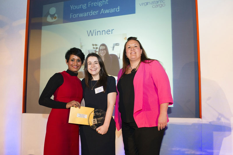 BIFA 'Young Freight Forwarder of the Year' Jenifer Taylor of Santova Logistics receiving her award